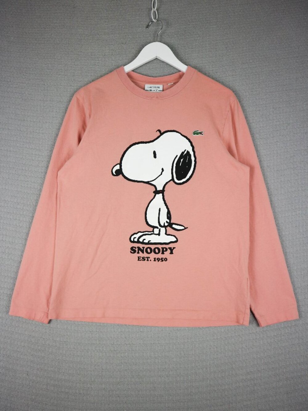 Lacoste x Peanuts Snoopy Collaboration Pink Longsleeve Cotton Shirt Mens Large